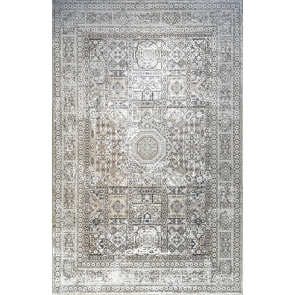 فرش ماشینی سلطان آباد کرم طرح هریتیج اکسیر 1200 شانه تراکم 3600 کد 100366