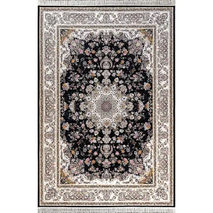 فرش ماشینی طرح سلطان سرمه ای مهر ماه 1200 شانه تراکم 3600 کد 100288