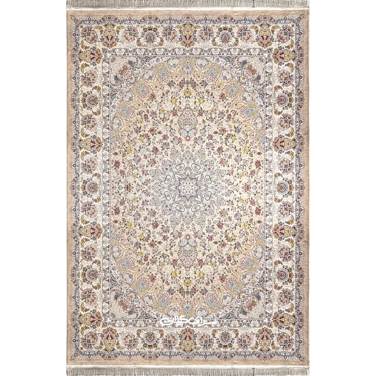 فرش ماشینی ایده ال کرم گلسار 1200 شانه تراکم 3600 کد 100247