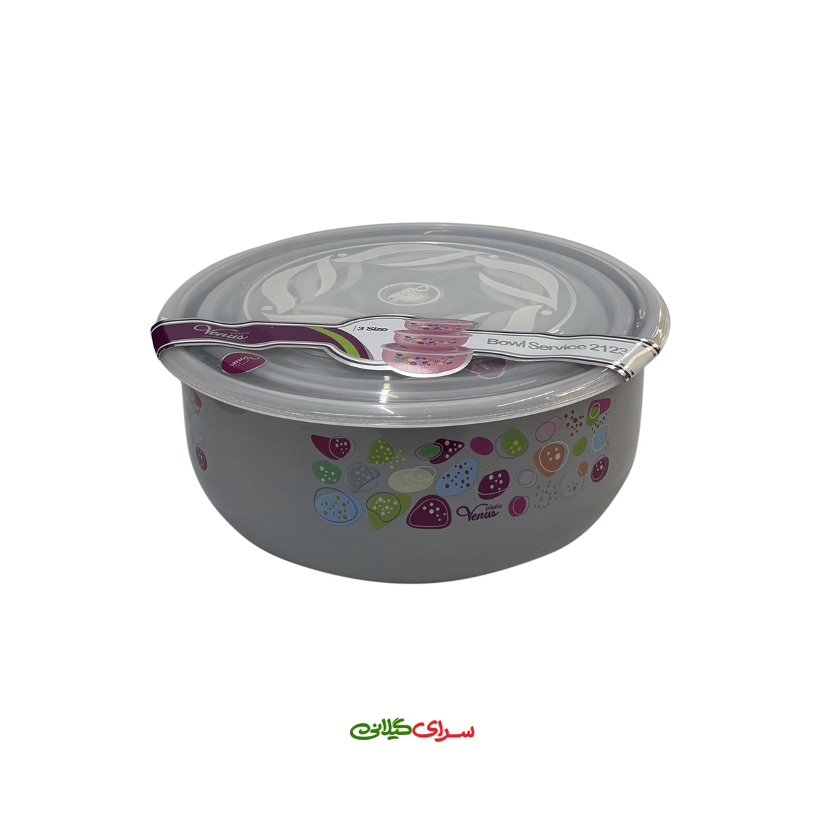 سرویس کاسه 3 سایز درب دار 2123 طوسی ونوس کد 200698