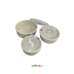 سرویس کاسه 3 سایز درب دار 2123 کرم ونوس کد 200698
