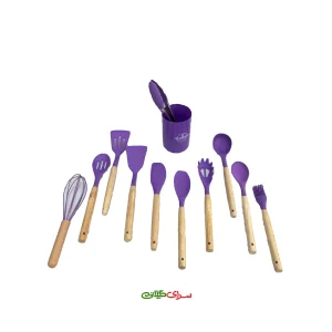 ست 12 پارچه سیلیکونی استند دار بنفش کیچن کد 308255