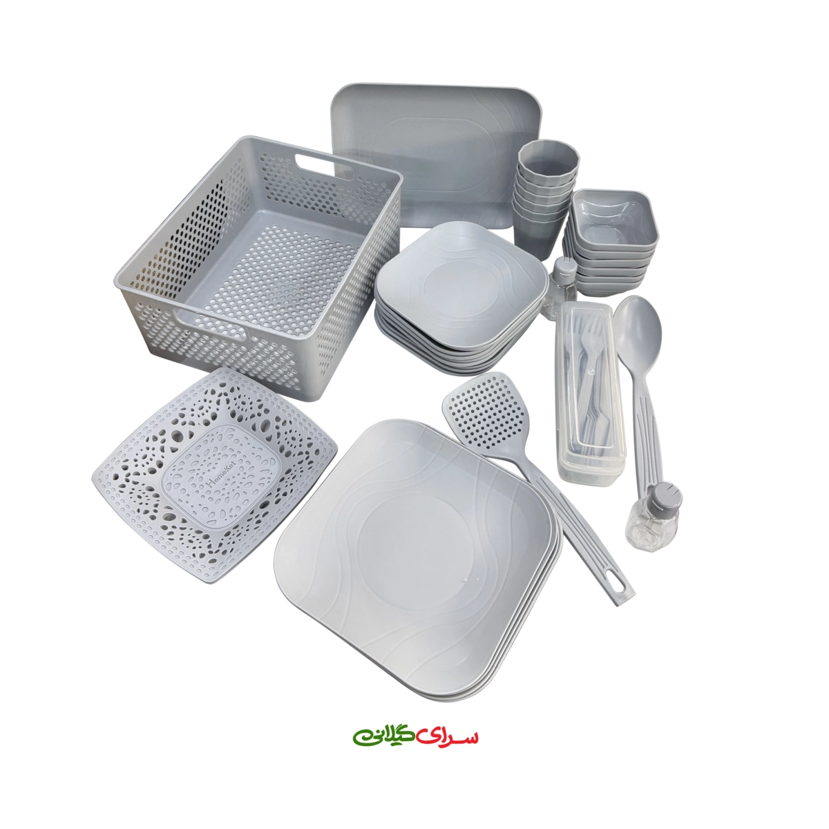 سرویس مسافرتی 60 پارچه طوسی هوم کت کد 203099